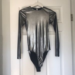 Gun Metal Silver Bodysuit // American Apparel 💣